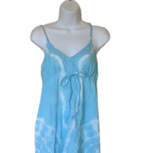 VINTAGE  Blue White Tie Dye Cotton Dress Size 36 (US 6) --- - Picture 2 of 7